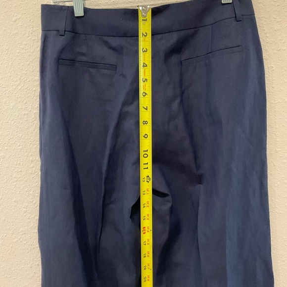Alex Marie Cropped Pants Navy Linen Capris Pockets Belt Loops Women’s Size 6 - Picture 4 of 7